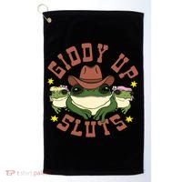 Giddy Up Sluts Funny Western Cow Ranch Rodeo Frog Golf Towel thumb 0