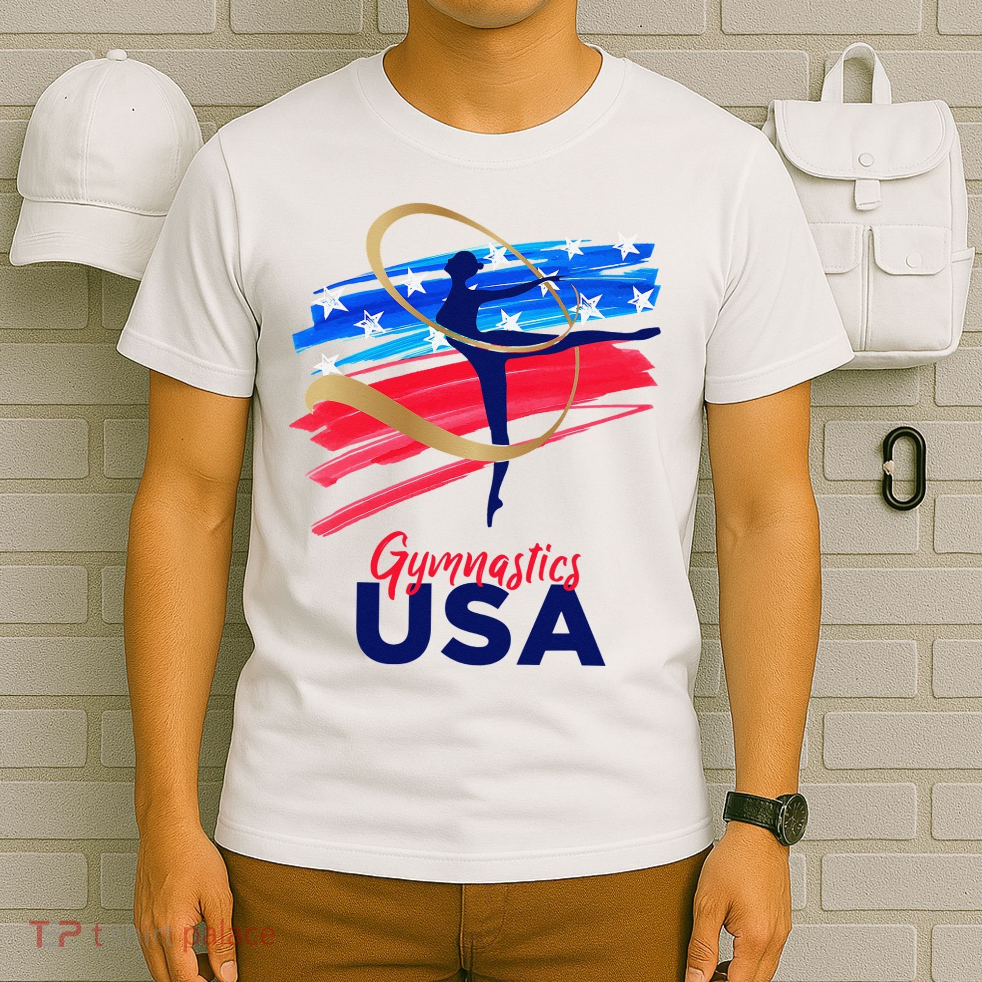 Gymnastics USA Support the Team USA Flag T-Shirt