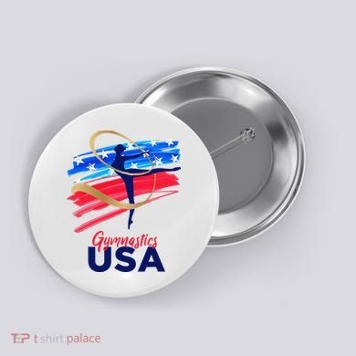 Gymnastics USA Support the Team USA Flag Button