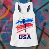 Gymnastics USA Support the Team USA Flag Women's Tank Top thumb 3