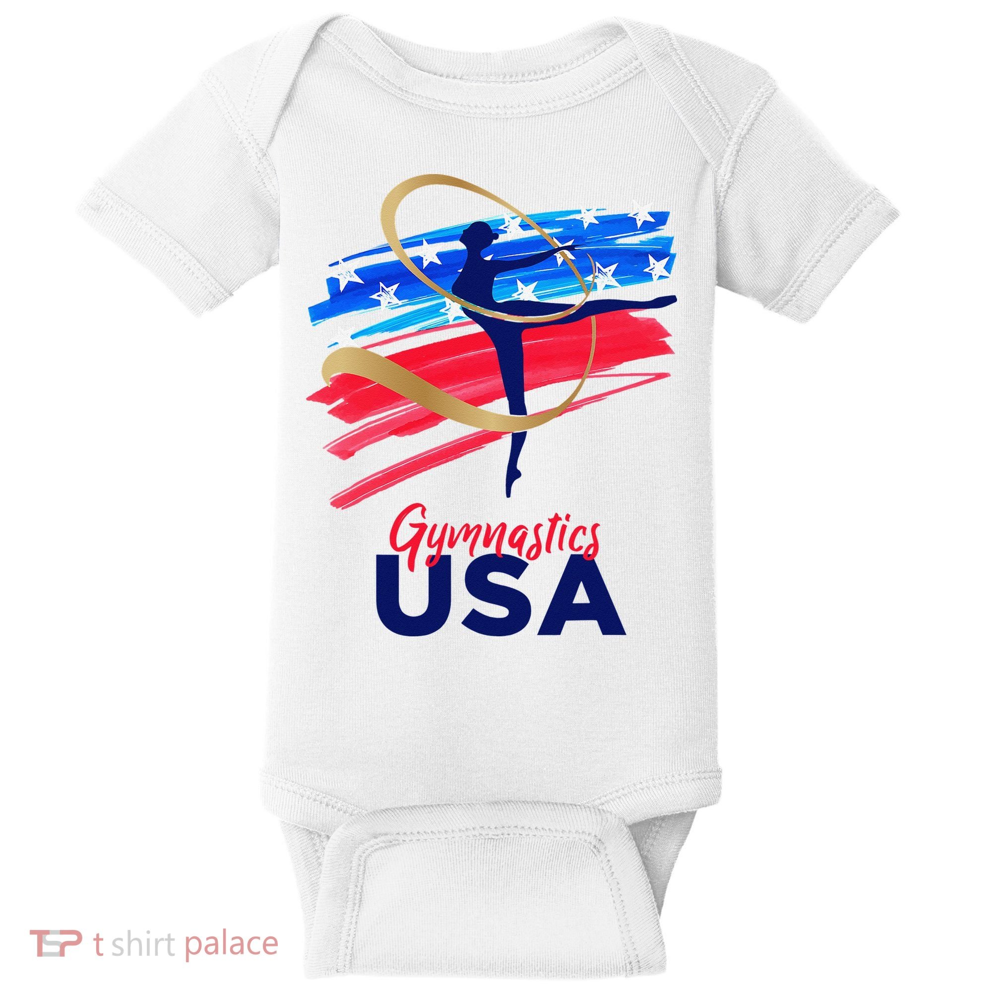 Gymnastics USA Support the Team USA Flag Baby Bodysuit