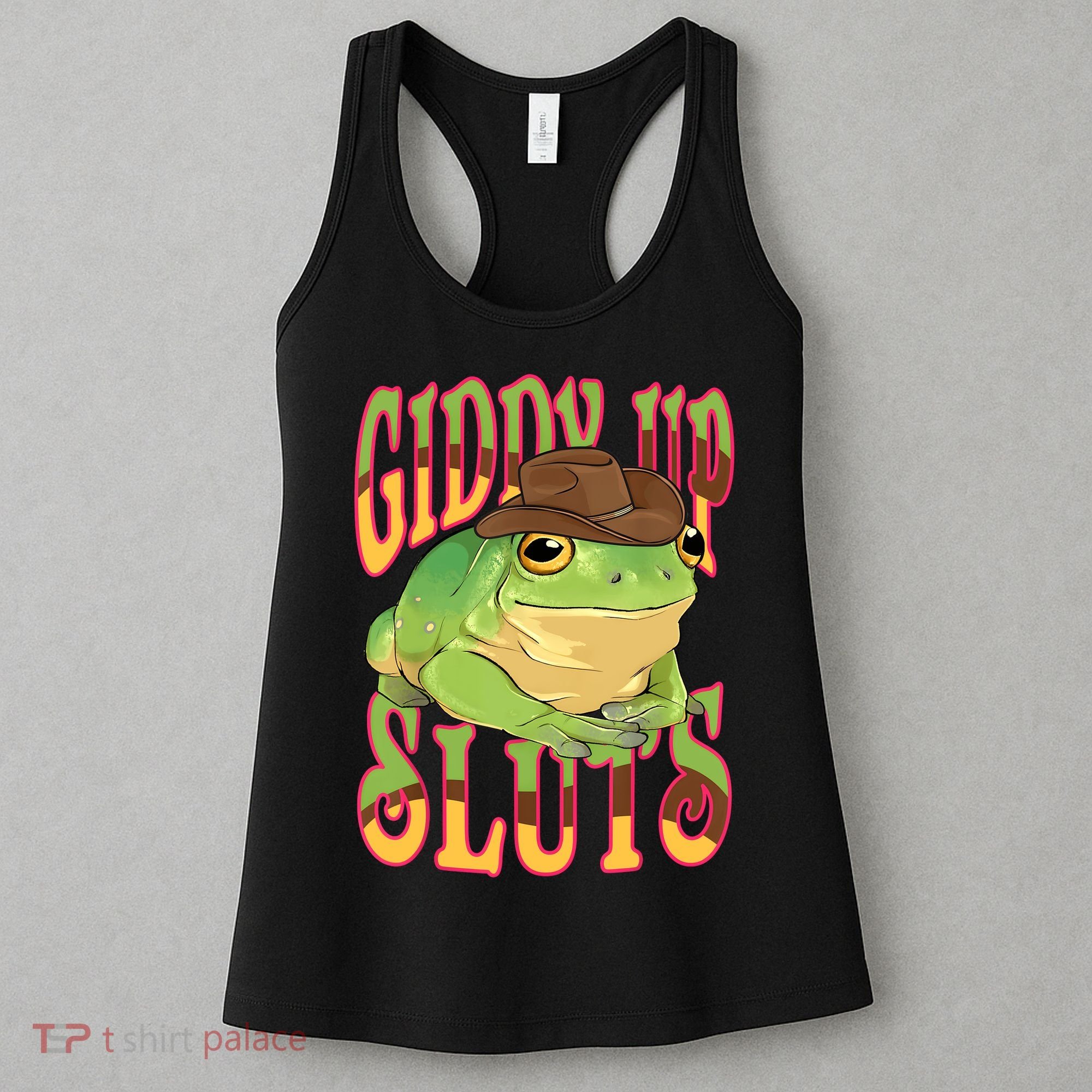 Giddy Up Sluts Funny Western Ranch Cowgirl Rodeo Frog Women's Tank Top