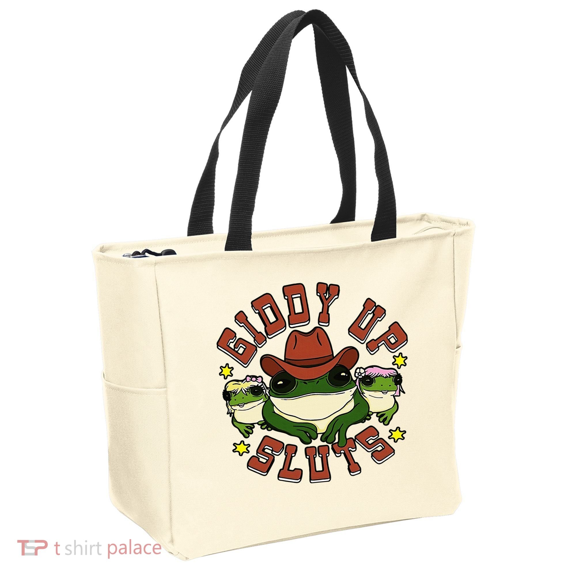 Giddy Up Sluts Frog Funny Tote Bag