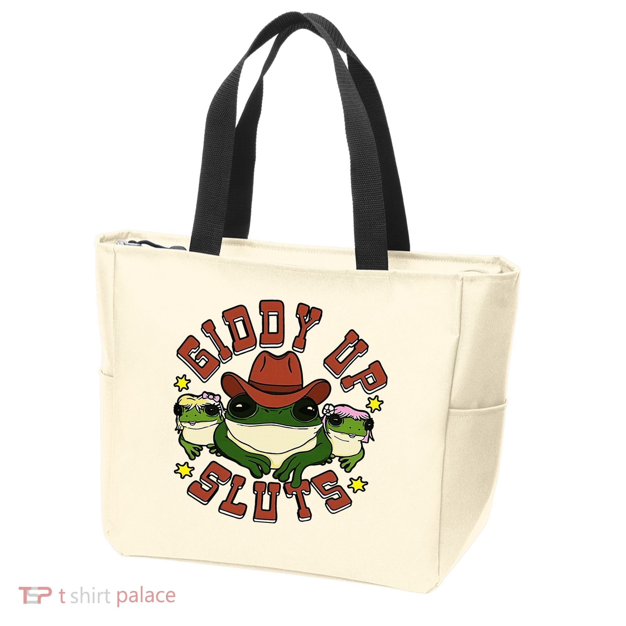 Giddy Up Sluts Frog Funny Tote Bag