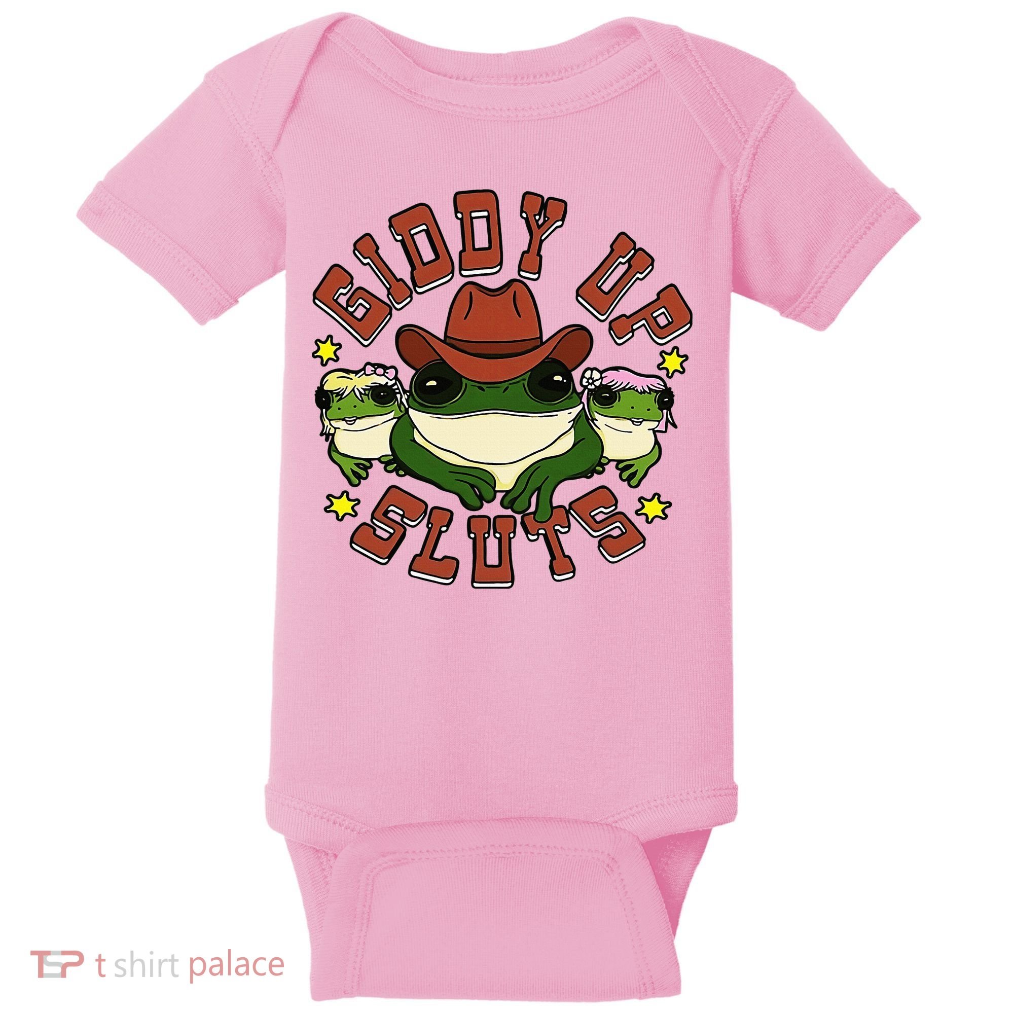 Giddy Up Sluts Frog Funny Baby Bodysuit