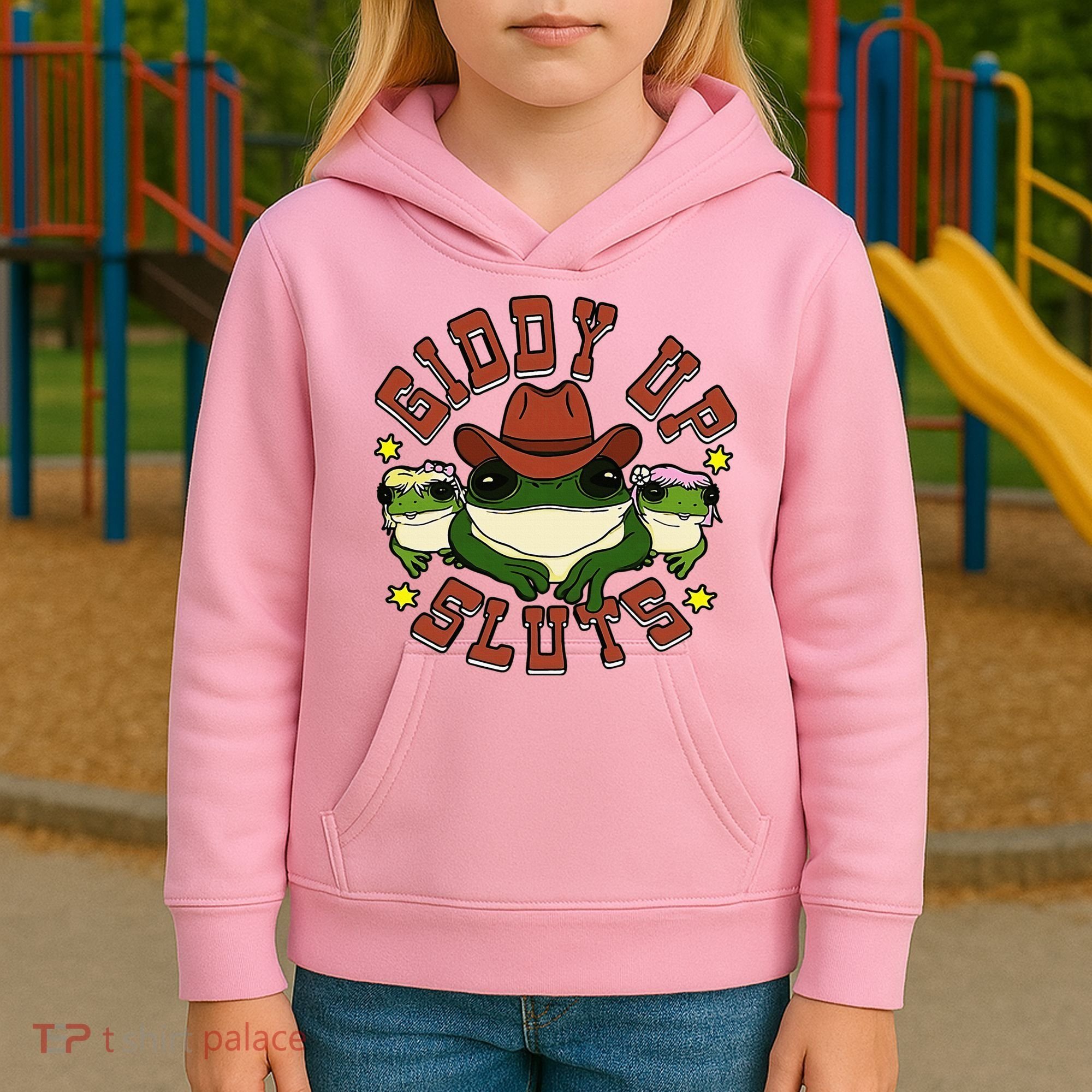 Giddy Up Sluts Frog Funny Kids Hoodie