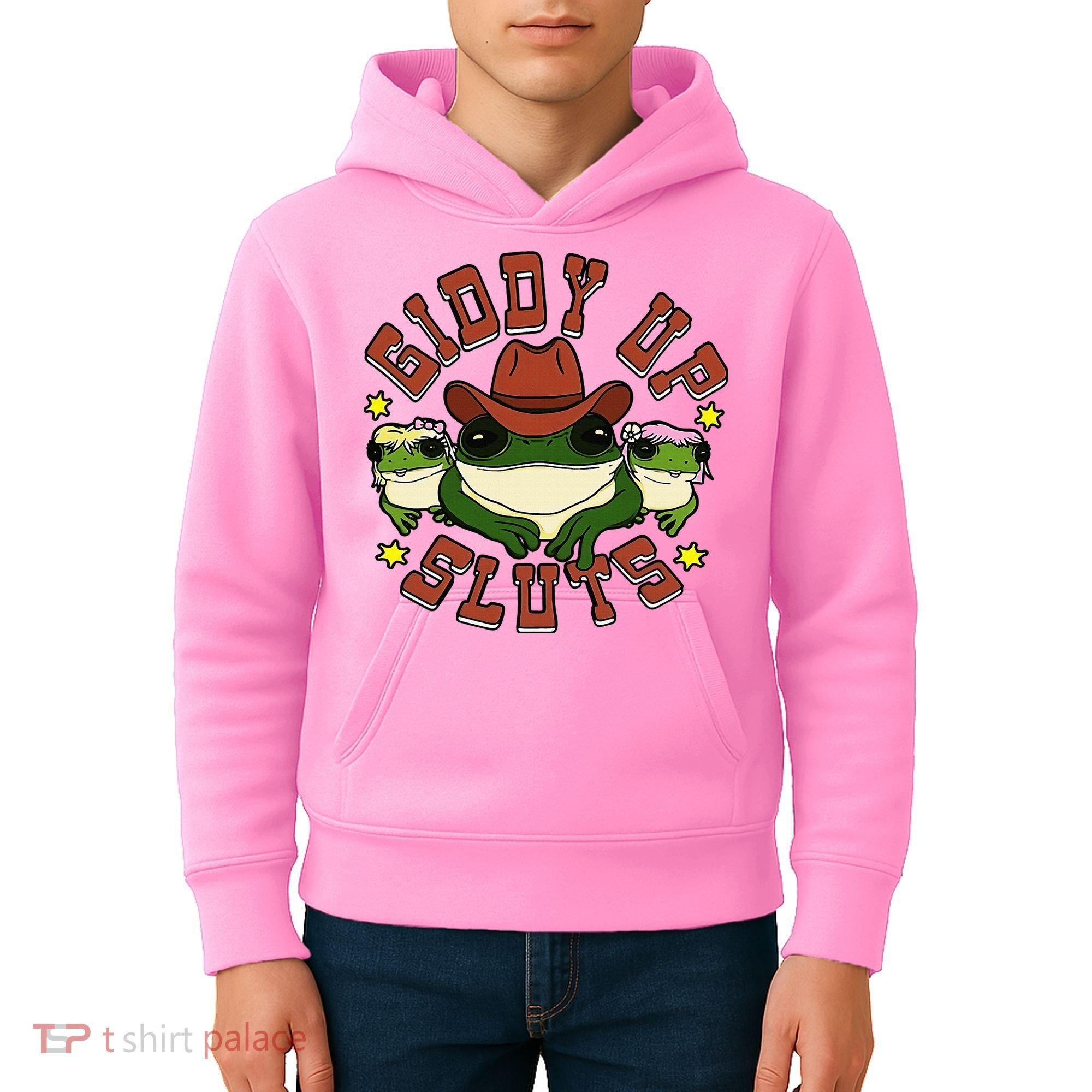 Giddy Up Sluts Frog Funny Kids Hoodie