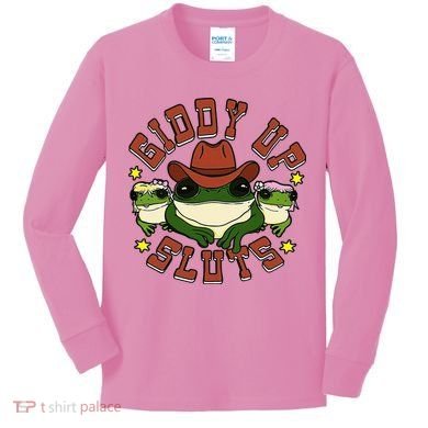 Giddy Up Sluts Frog Funny Kids Long Sleeve Shirt