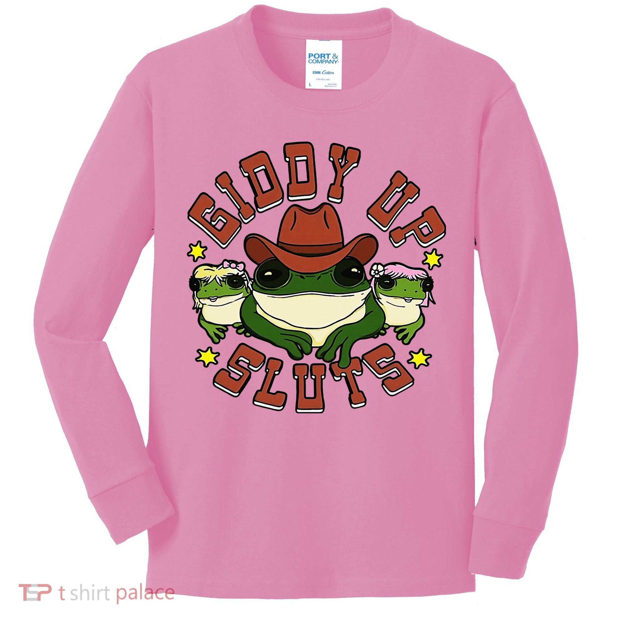 Giddy Up Sluts Frog Funny Kids Long Sleeve Shirt