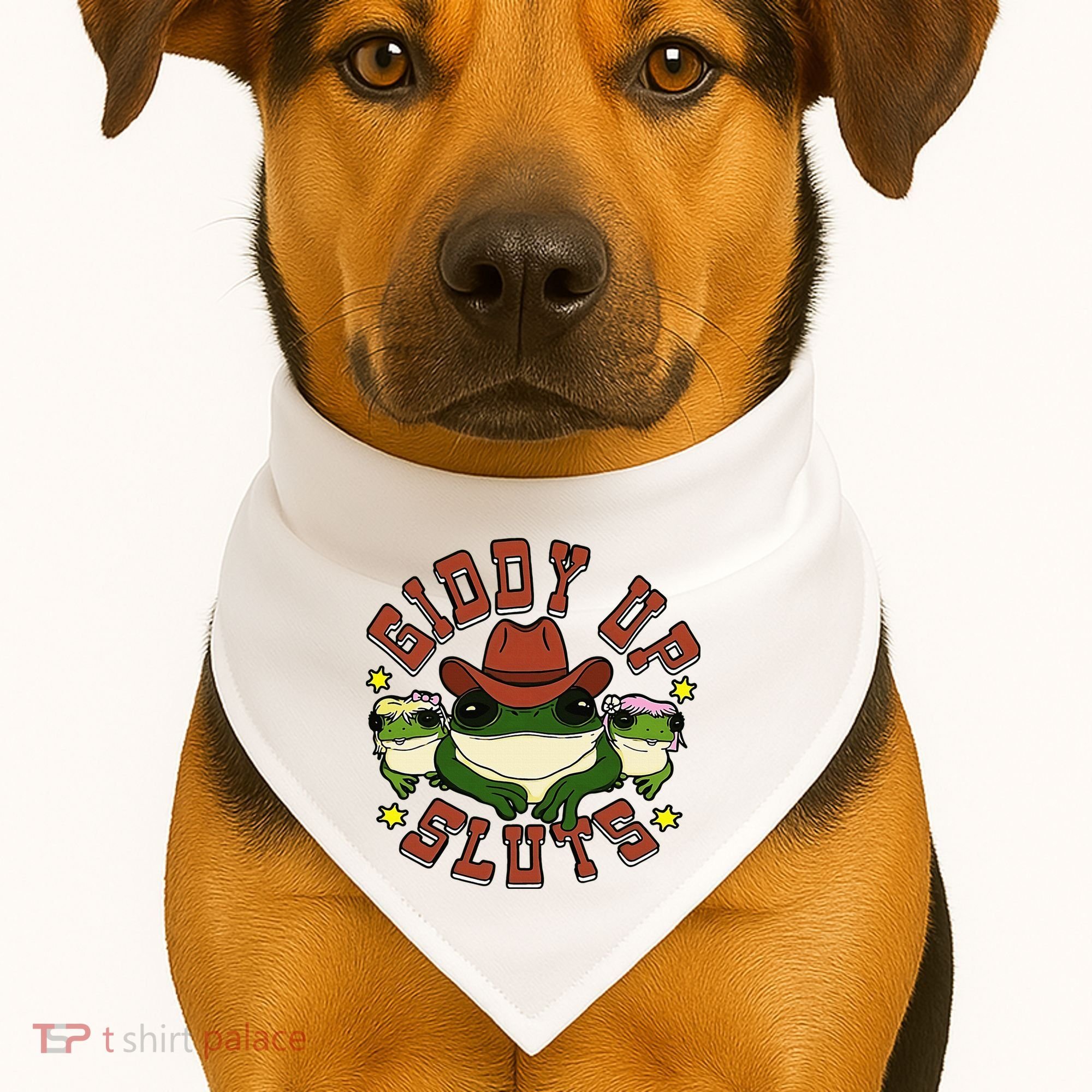 Giddy Up Sluts Frog Funny USA-Made Doggie Bandana