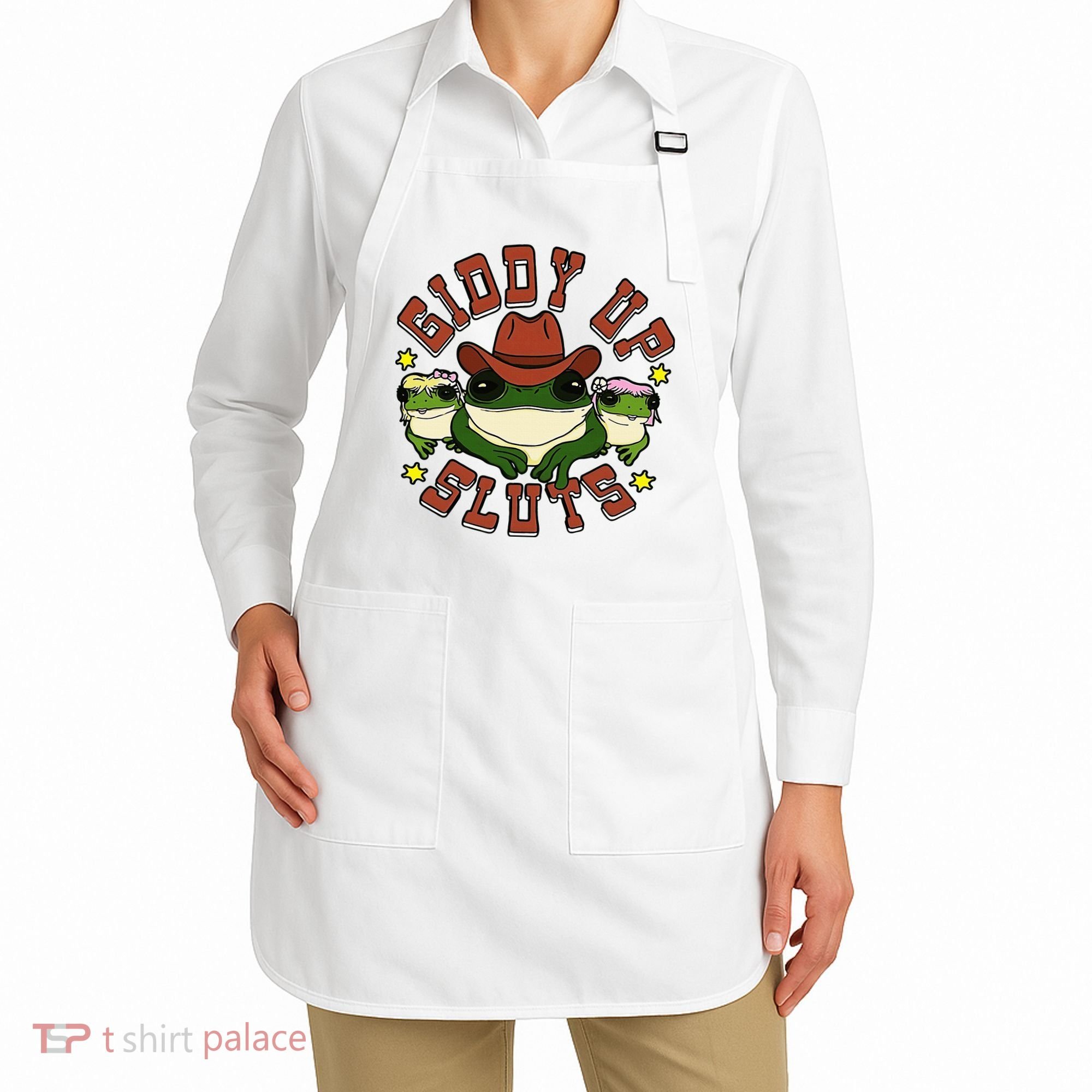 Giddy Up Sluts Frog Funny Apron