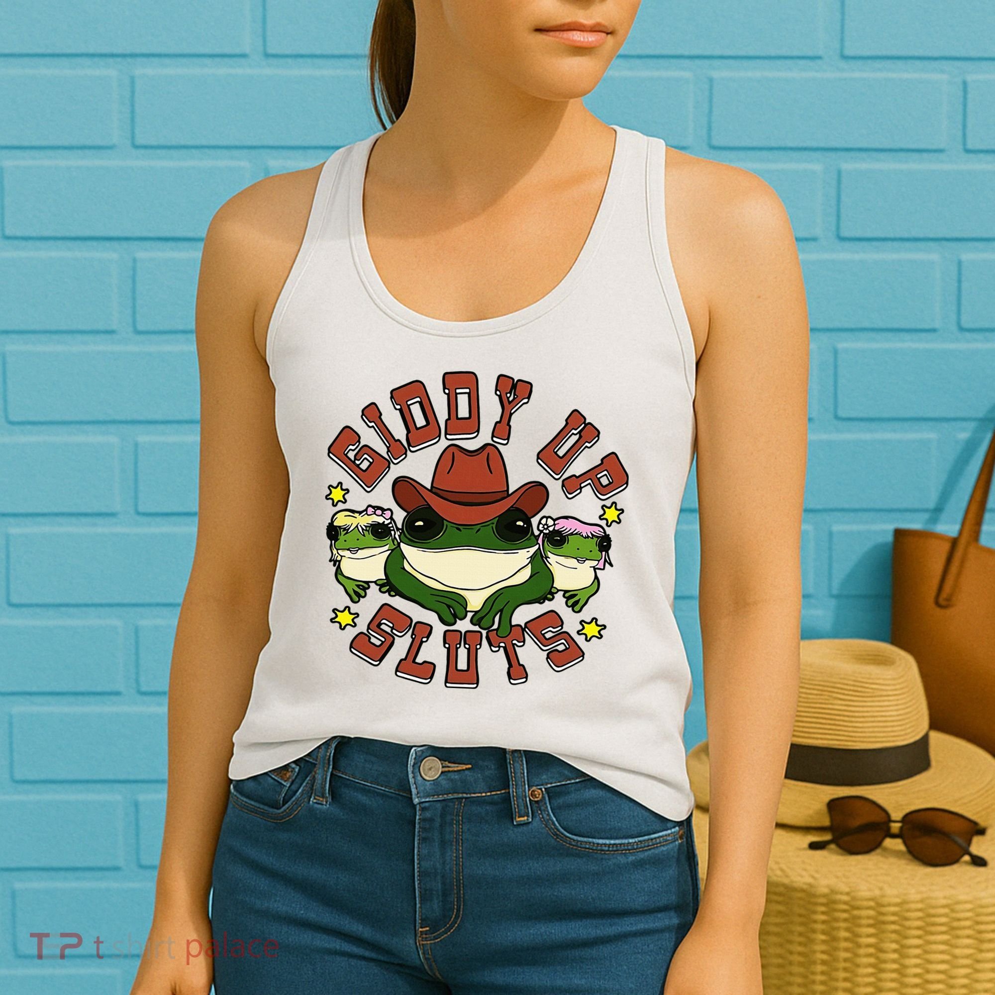 Giddy Up Sluts Frog Funny Women's Tank Top