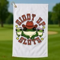 Giddy Up Sluts Frog Funny Golf Towel thumb 1