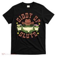 Giddy Up Sluts Funny Western Cowgirl Ranch Rodeo Frog T-Shirt thumb 0