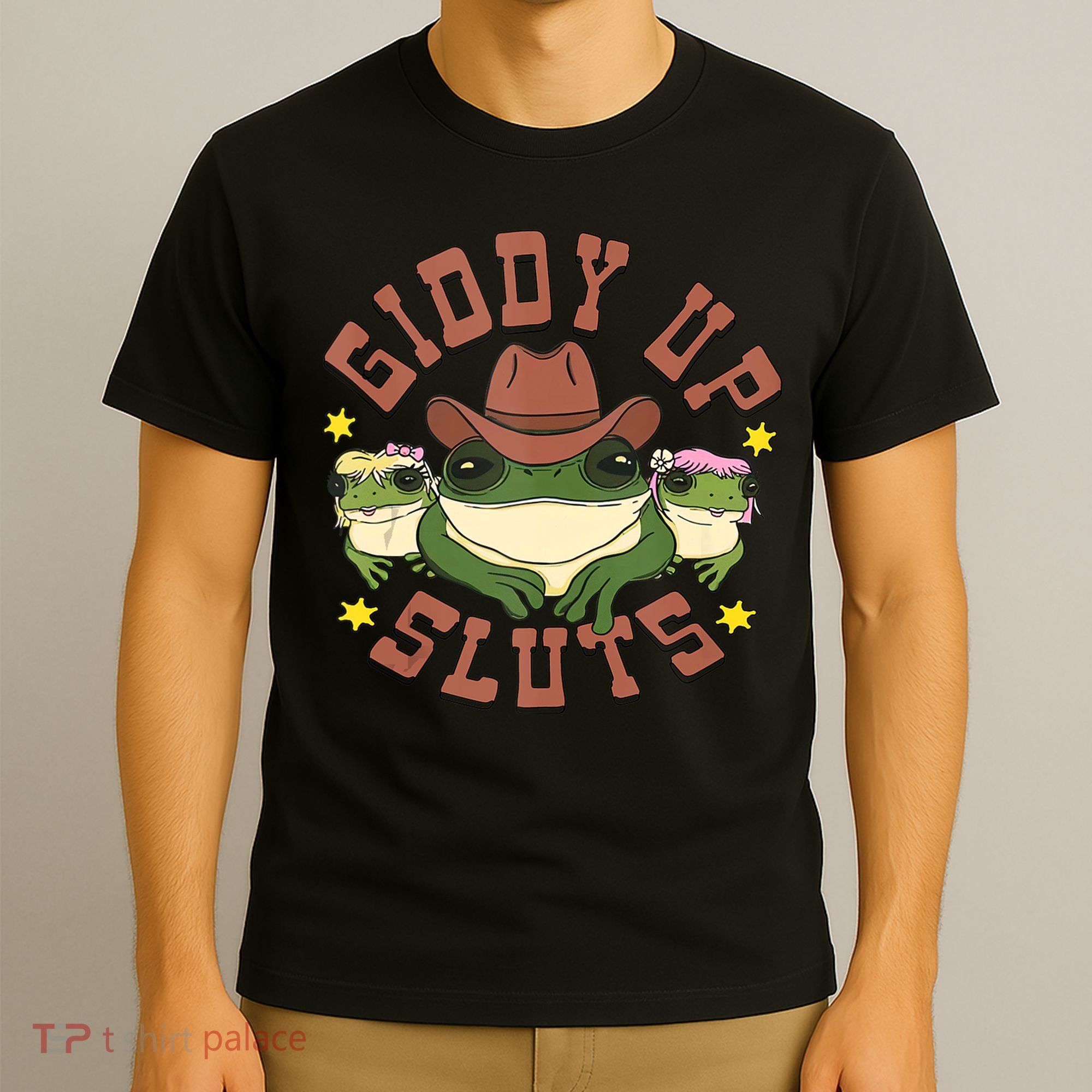 Giddy Up Sluts Funny Western Cowgirl Ranch Rodeo Frog T-Shirt