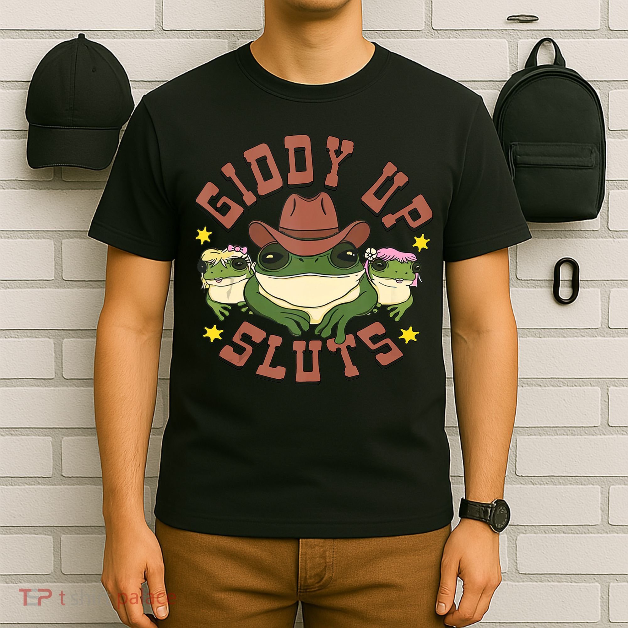 Giddy Up Sluts Funny Western Cowgirl Ranch Rodeo Frog T-Shirt