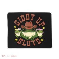 Giddy Up Sluts Funny Western Cowgirl Ranch Rodeo Frog Mousepad thumb 0