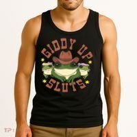 Giddy Up Sluts Funny Western Cowgirl Ranch Rodeo Frog Tank Top thumb 3