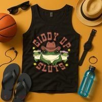 Giddy Up Sluts Funny Western Cowgirl Ranch Rodeo Frog Tank Top thumb 4