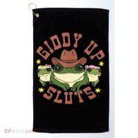Giddy Up Sluts Funny Western Cowgirl Ranch Rodeo Frog Golf Towel thumb 0