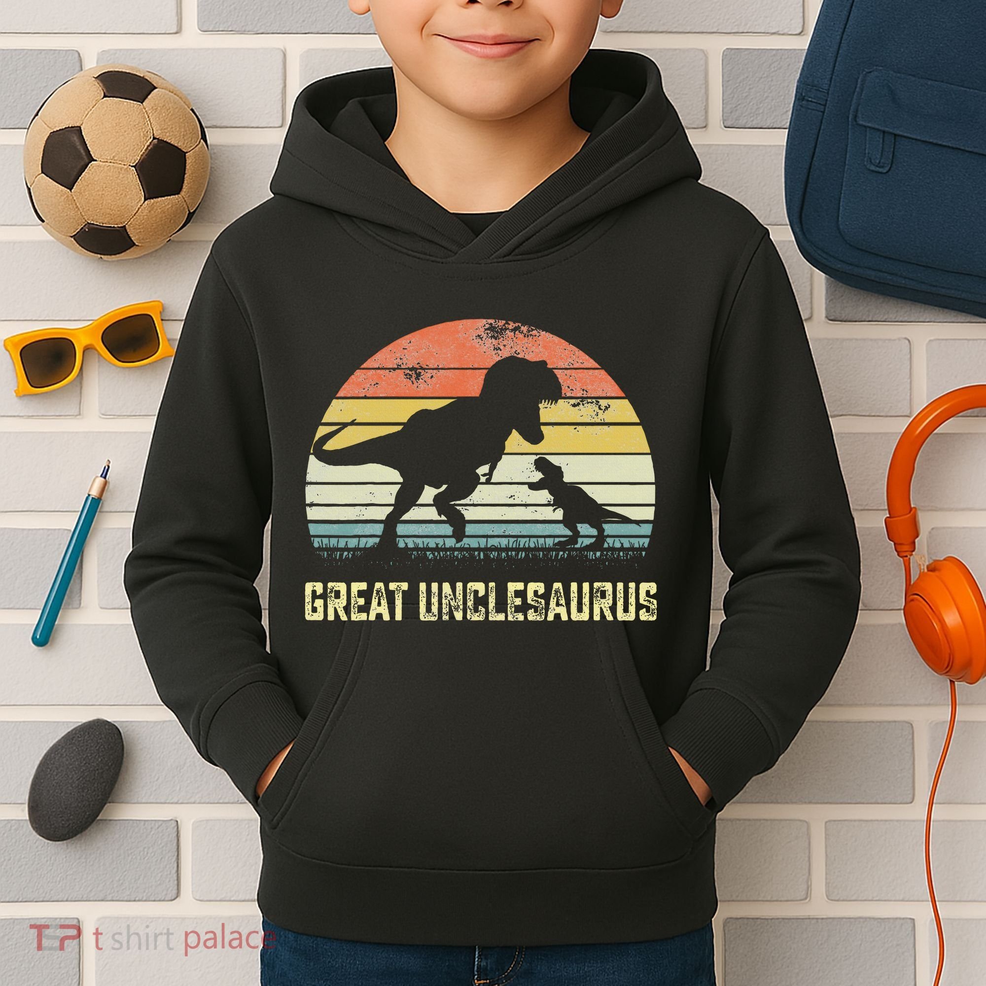 Great Unclesaurus T Rex Dinosaur Great Uncle Saurus Kids Hoodie