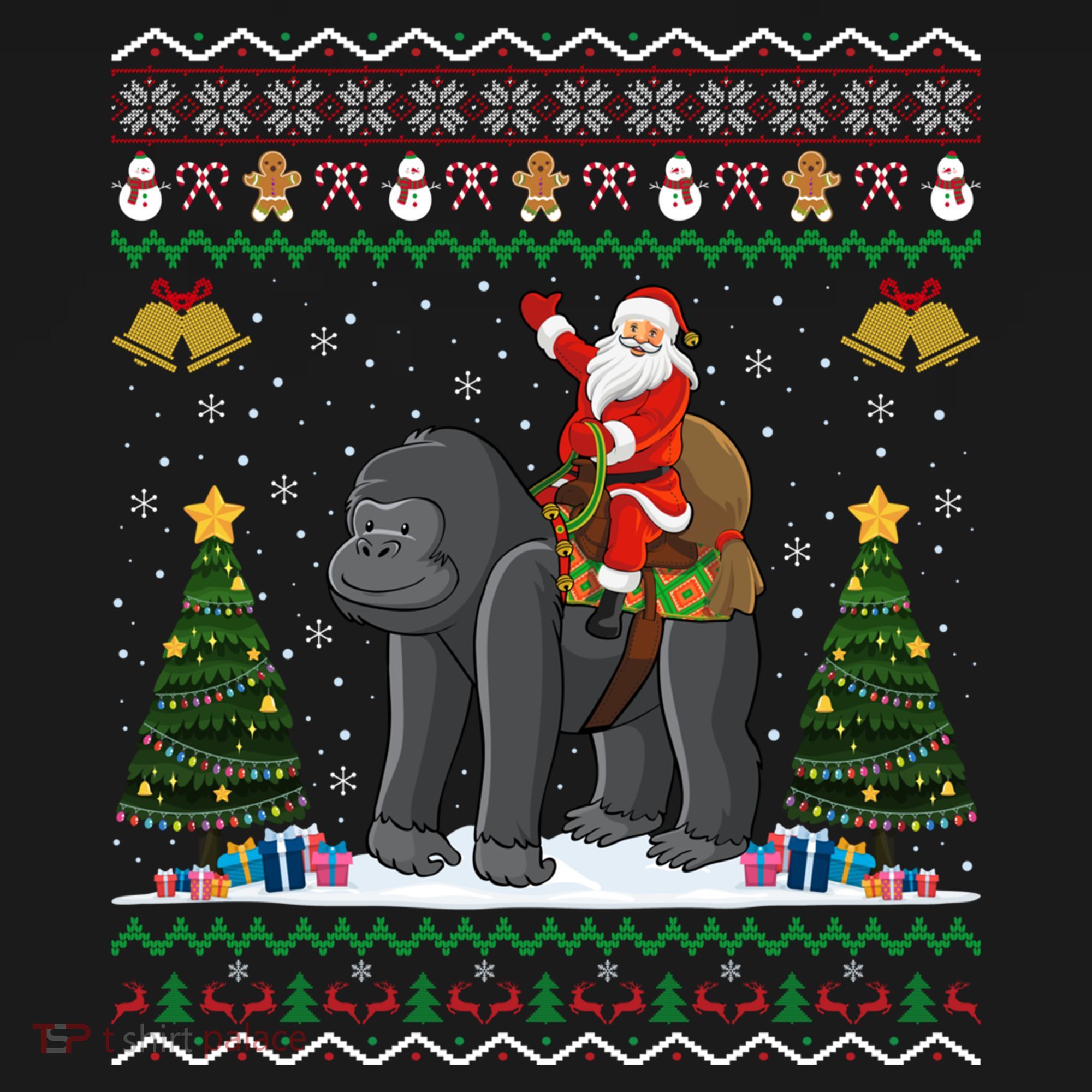Gorilla Ugly Xmas Gift Santa Riding Gorilla Christmas Gift Doggie Tank