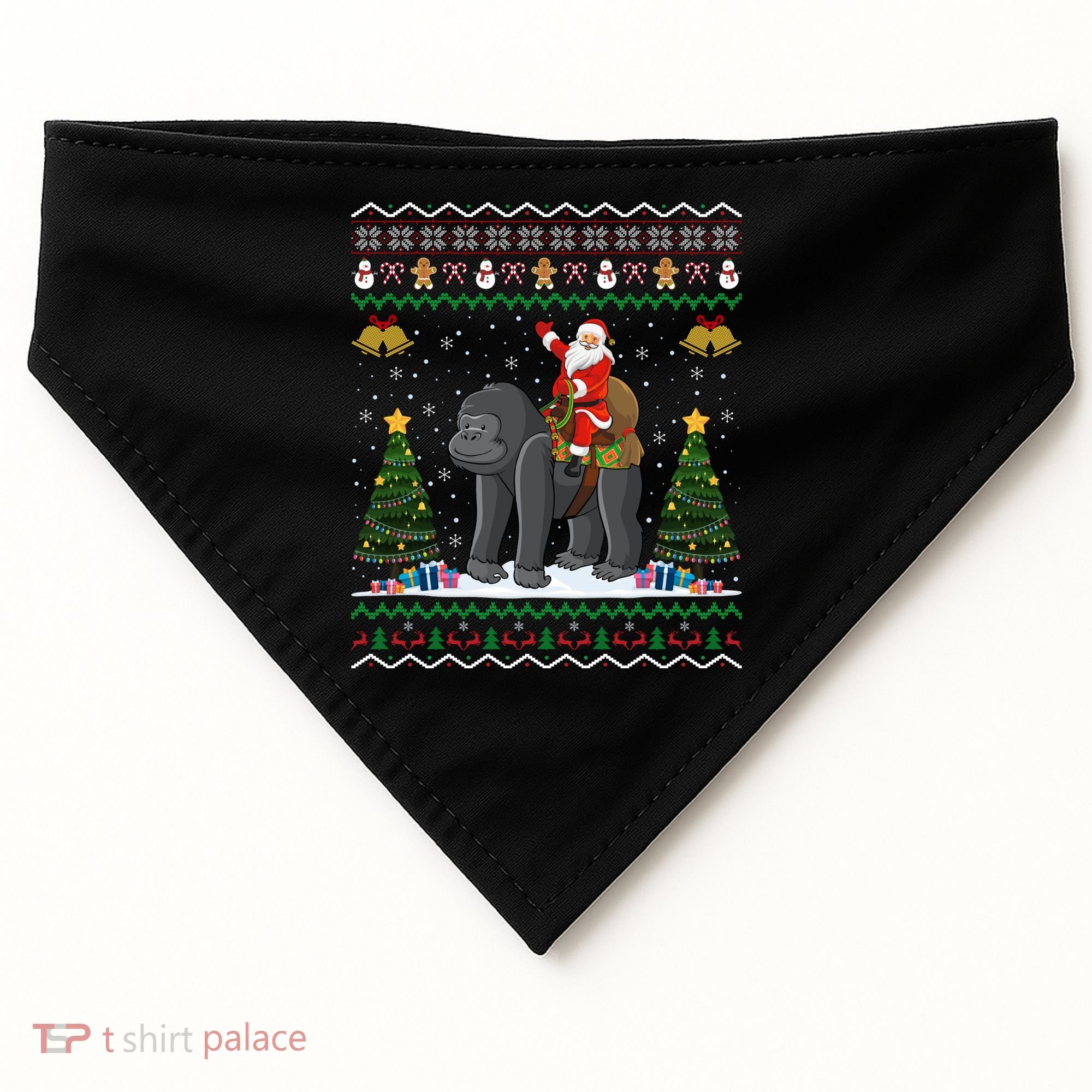 Gorilla Ugly Xmas Gift Santa Riding Gorilla Christmas Gift USA-Made Doggie Bandana