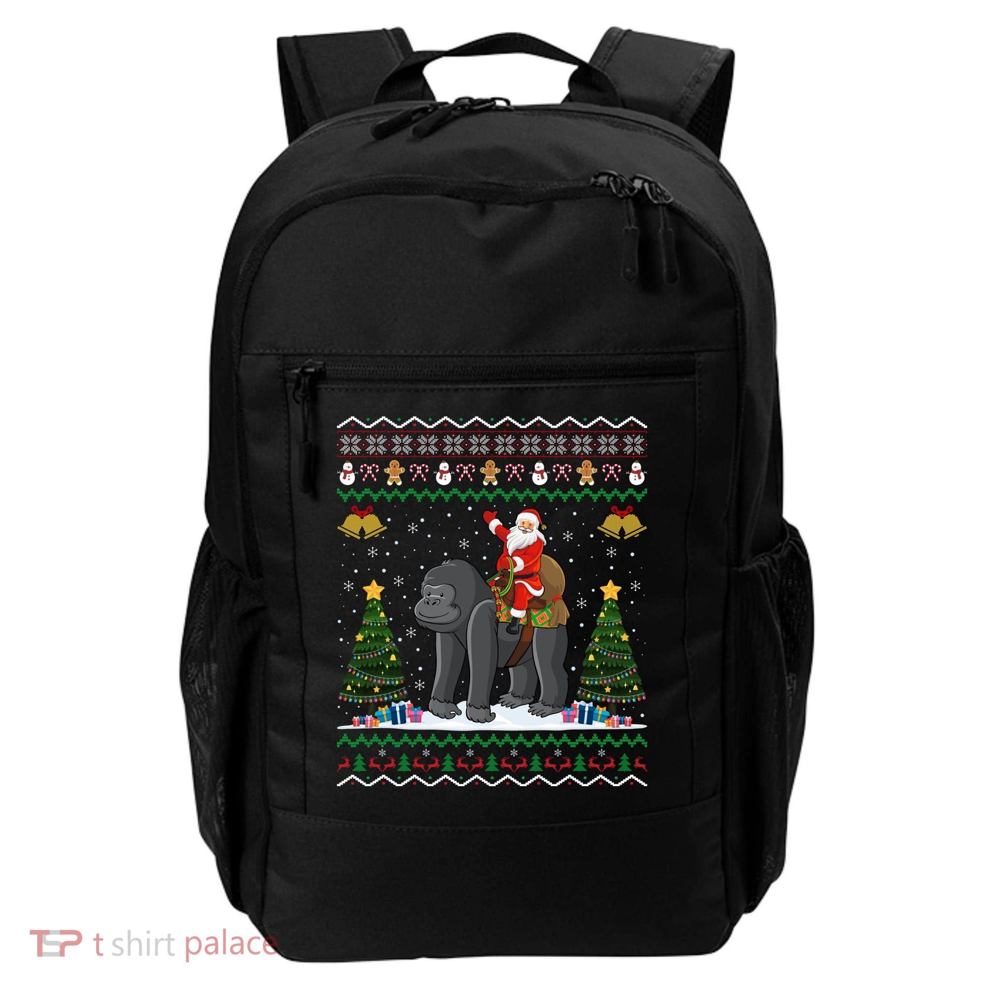 Gorilla Ugly Xmas Gift Santa Riding Gorilla Christmas Gift Backpack