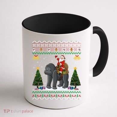 Gorilla Ugly Xmas Gift Santa Riding Gorilla Christmas Gift Coffee Mug back