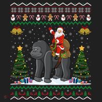 Gorilla Ugly Xmas Gift Santa Riding Gorilla Christmas Gift Beanie thumb 2