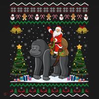 Gorilla Ugly Xmas Gift Santa Riding Gorilla Christmas Gift Pajama Set thumb 2