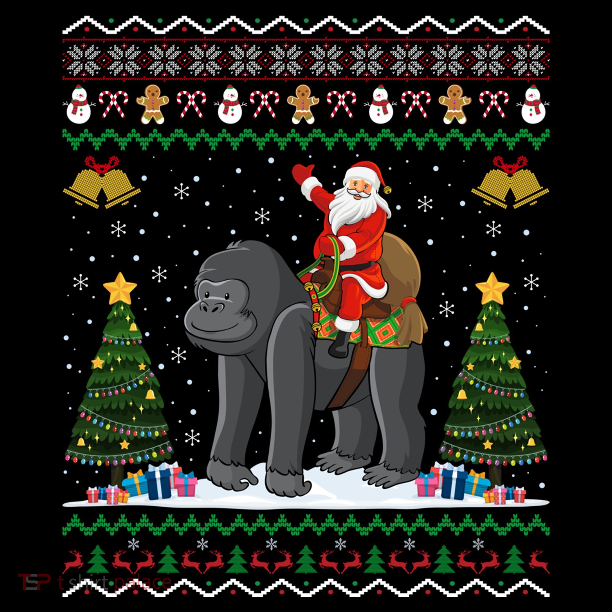 Gorilla Ugly Xmas Gift Santa Riding Gorilla Christmas Gift Women's Hoodie