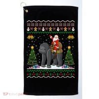 Gorilla Ugly Xmas Gift Santa Riding Gorilla Christmas Gift Golf Towel thumb 0