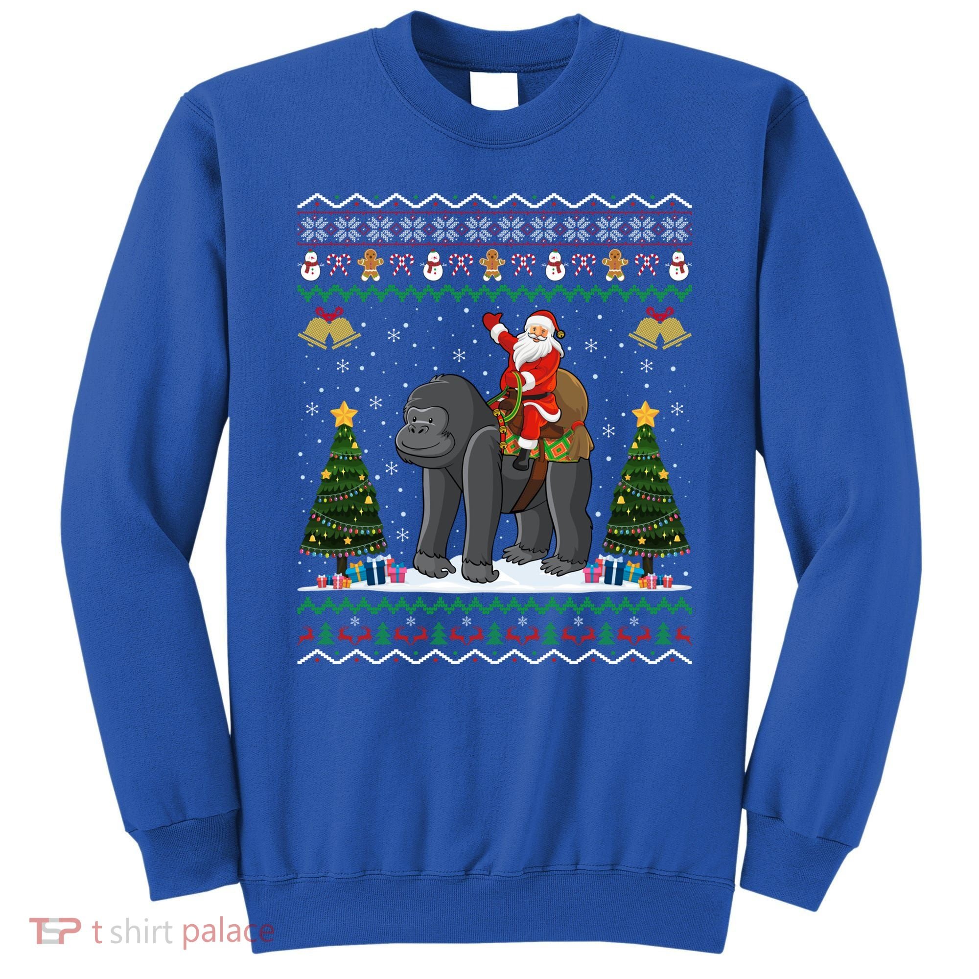 Gorilla Ugly Xmas Gift Santa Riding Gorilla Christmas Gift Sweatshirt