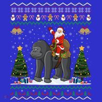 Gorilla Ugly Xmas Gift Santa Riding Gorilla Christmas Gift Sweatshirt thumb 3