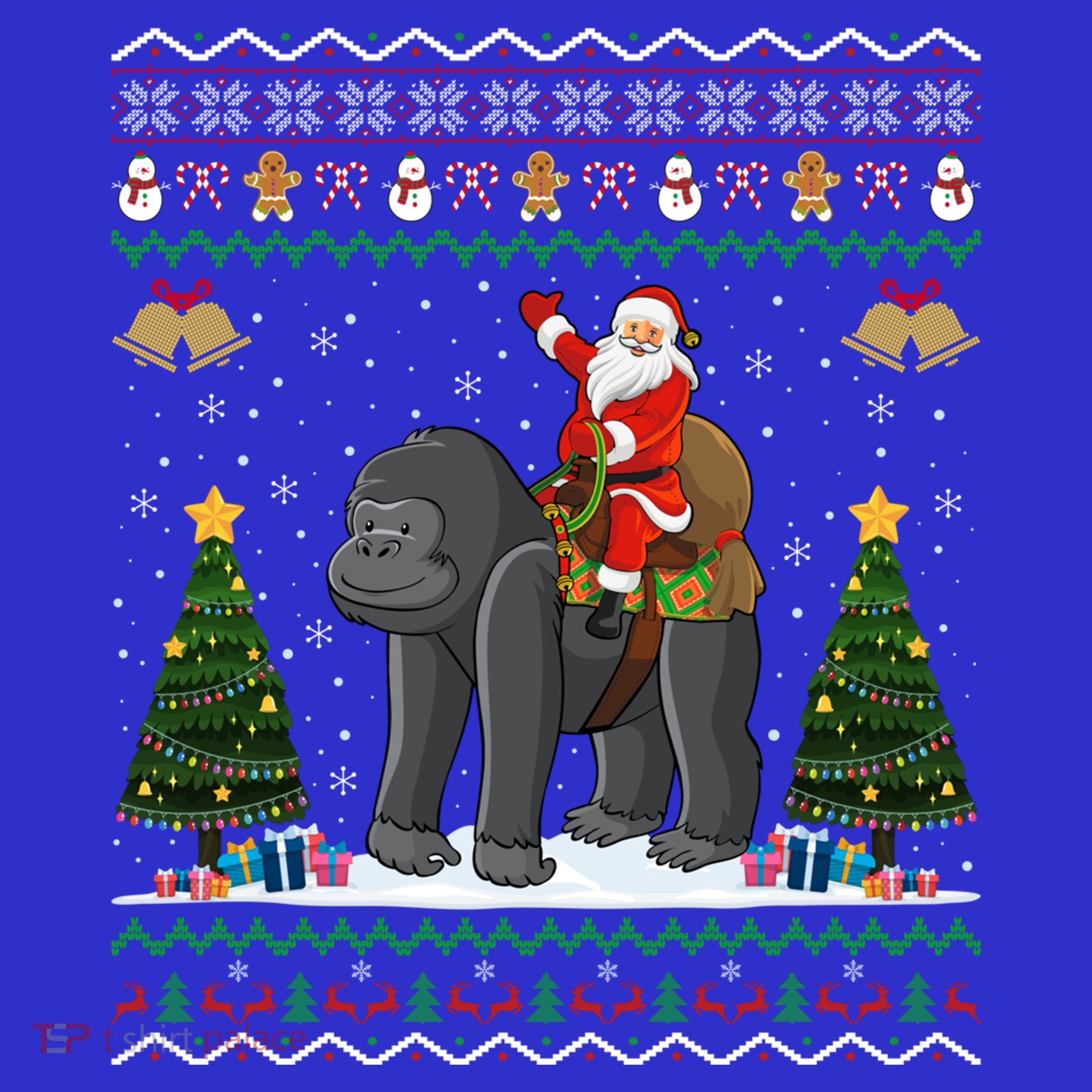 Gorilla Ugly Xmas Gift Santa Riding Gorilla Christmas Gift Sweatshirt
