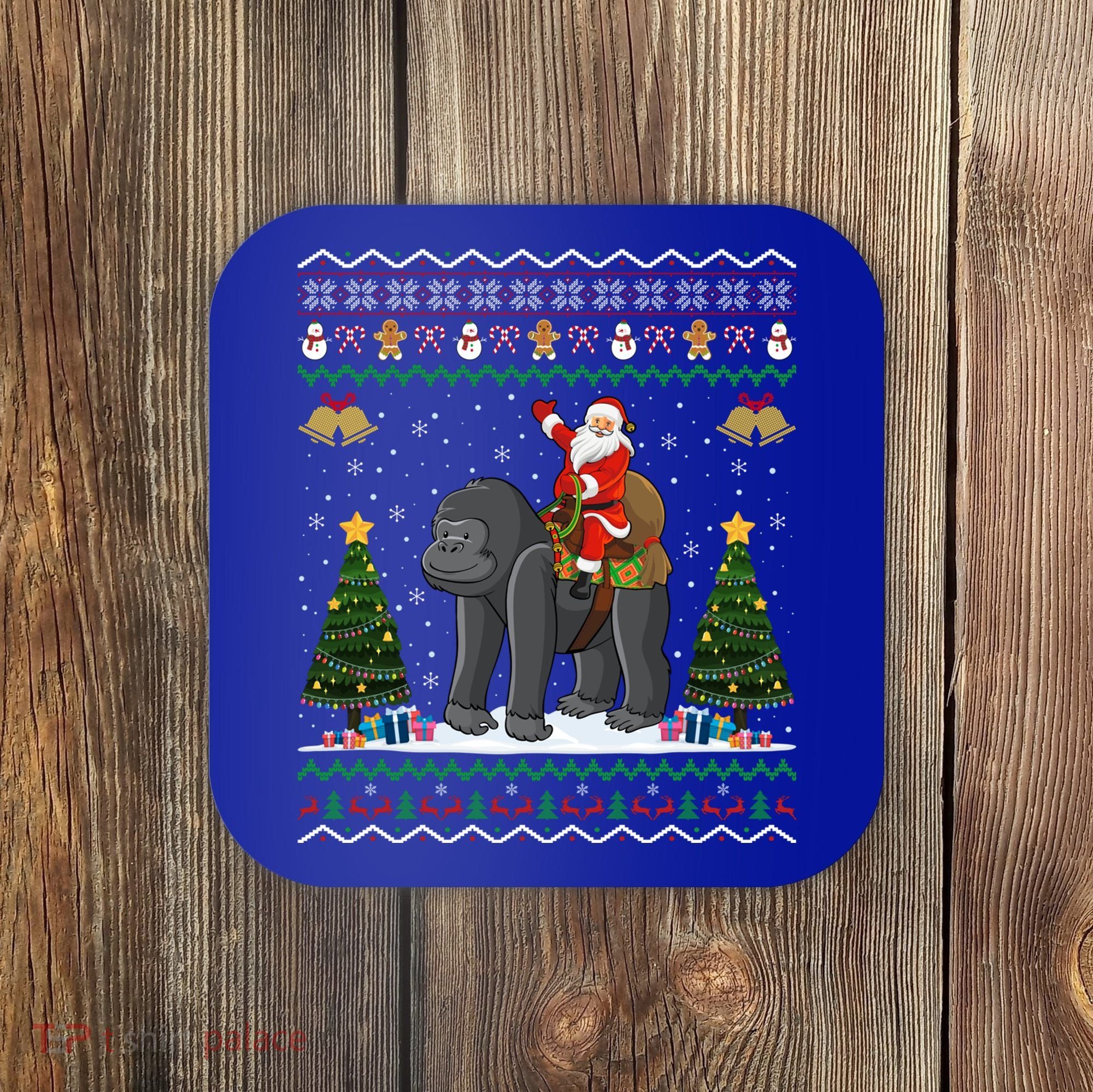 Gorilla Ugly Xmas Gift Santa Riding Gorilla Christmas Gift Coaster