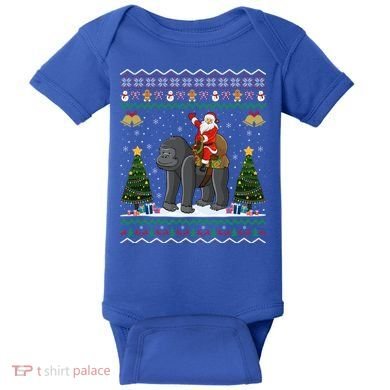 Gorilla Ugly Xmas Gift Santa Riding Gorilla Christmas Gift Baby Bodysuit