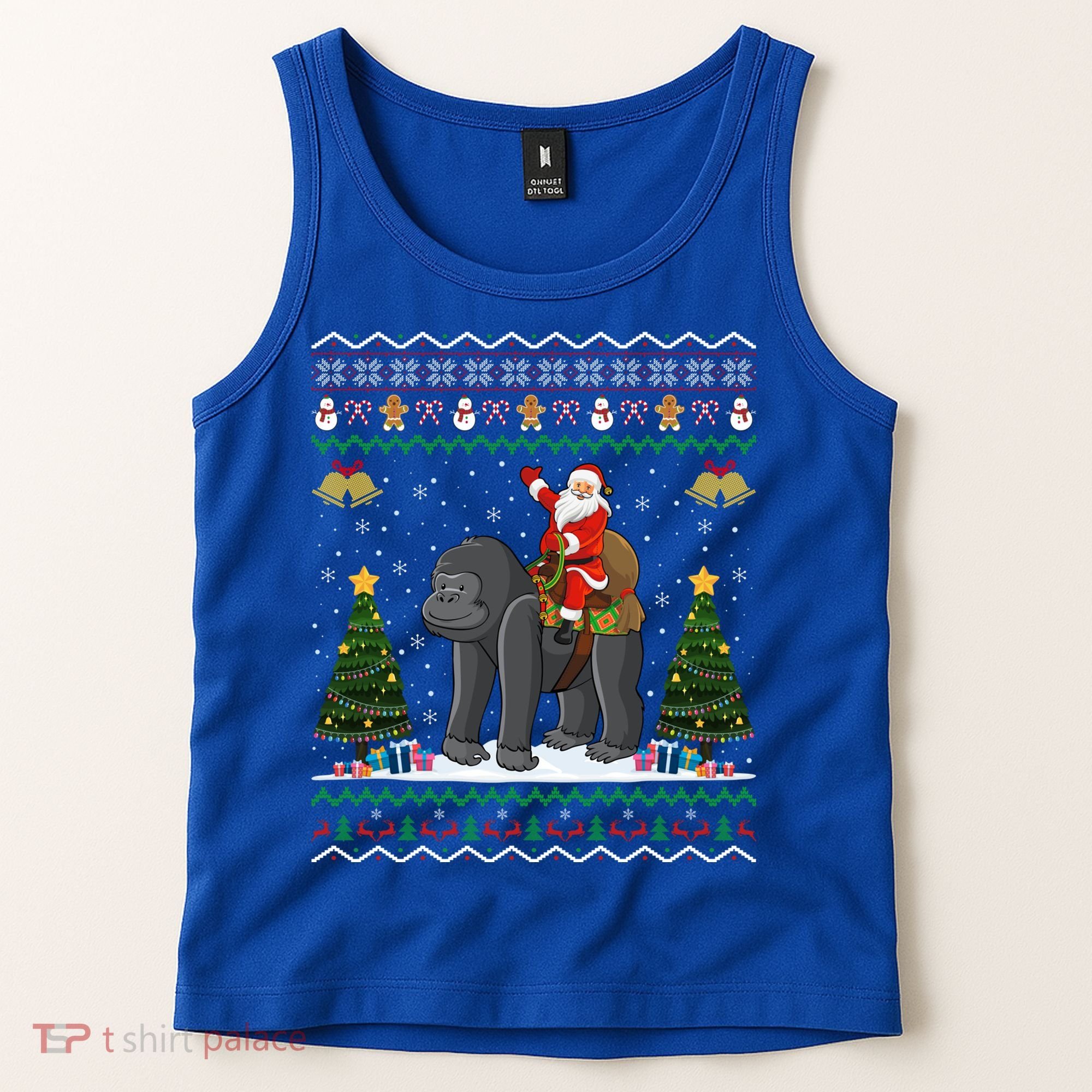 Gorilla Ugly Xmas Gift Santa Riding Gorilla Christmas Gift Tank Top