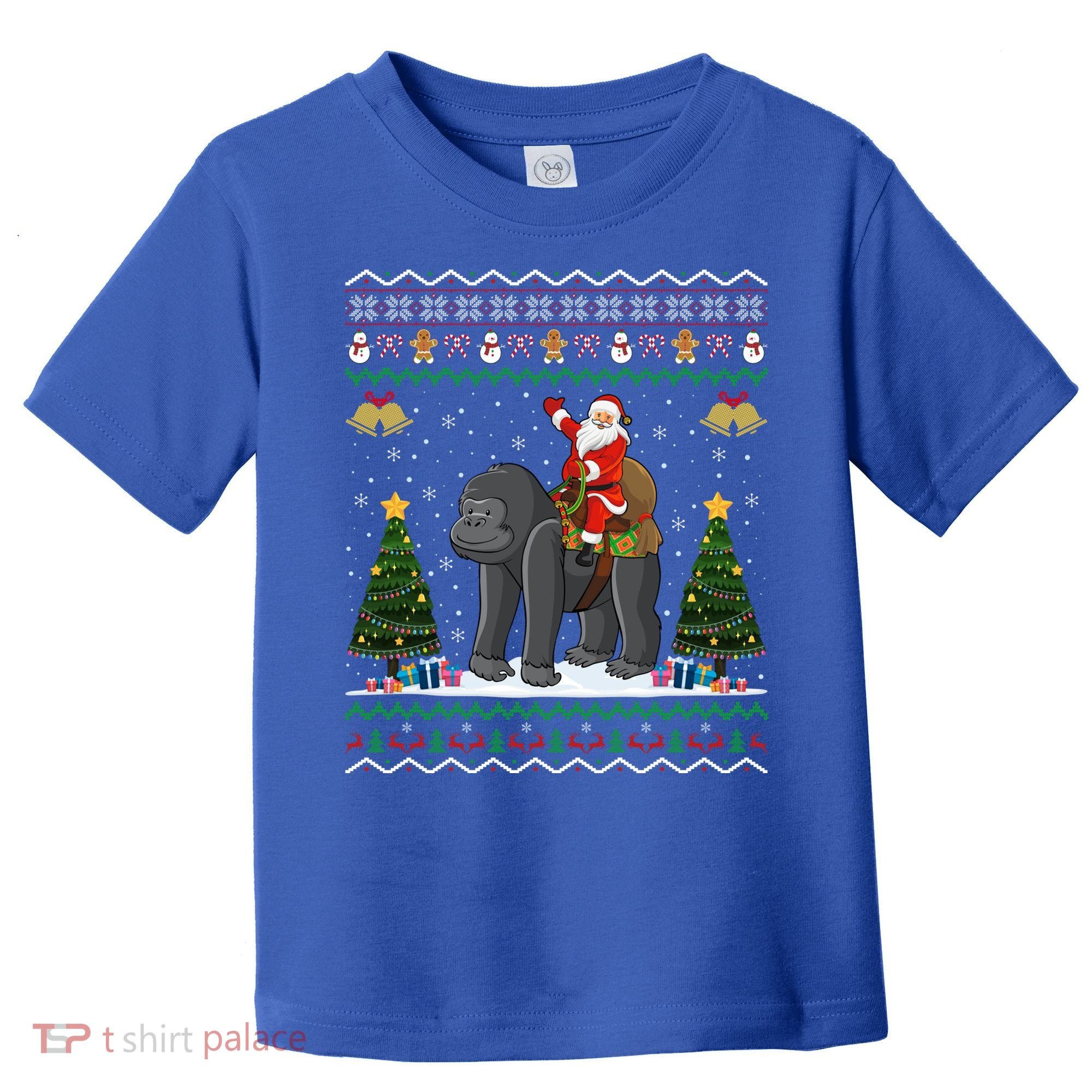 Gorilla Ugly Xmas Gift Santa Riding Gorilla Christmas Gift Toddler T-Shirt