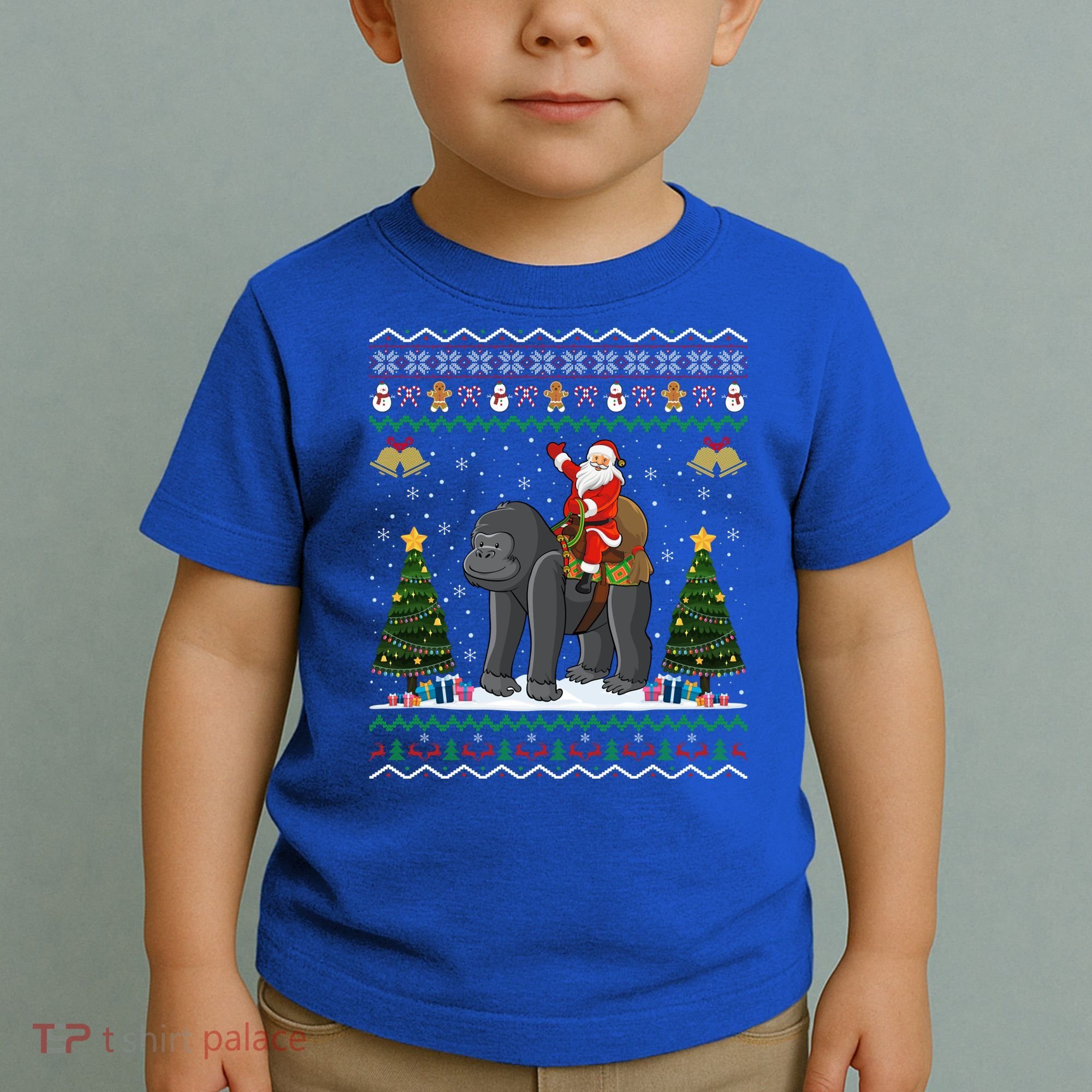 Gorilla Ugly Xmas Gift Santa Riding Gorilla Christmas Gift Toddler T-Shirt