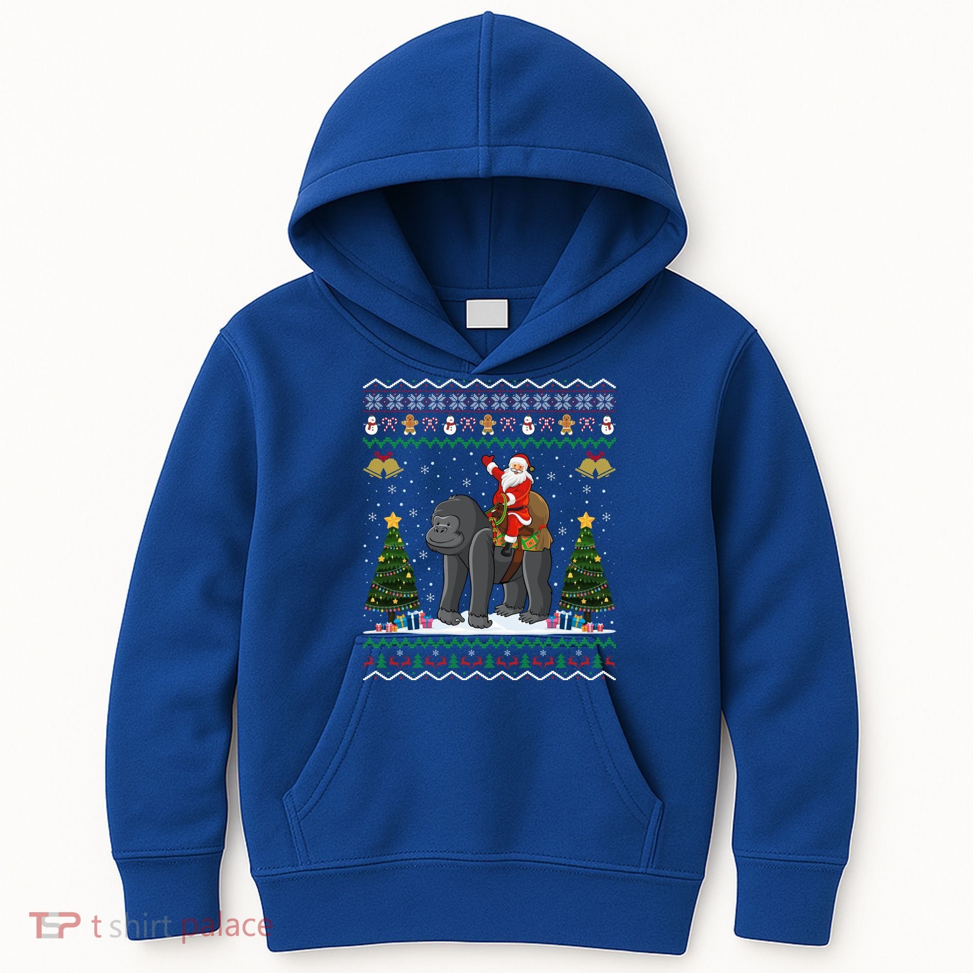 Gorilla Ugly Xmas Gift Santa Riding Gorilla Christmas Gift Kids Hoodie