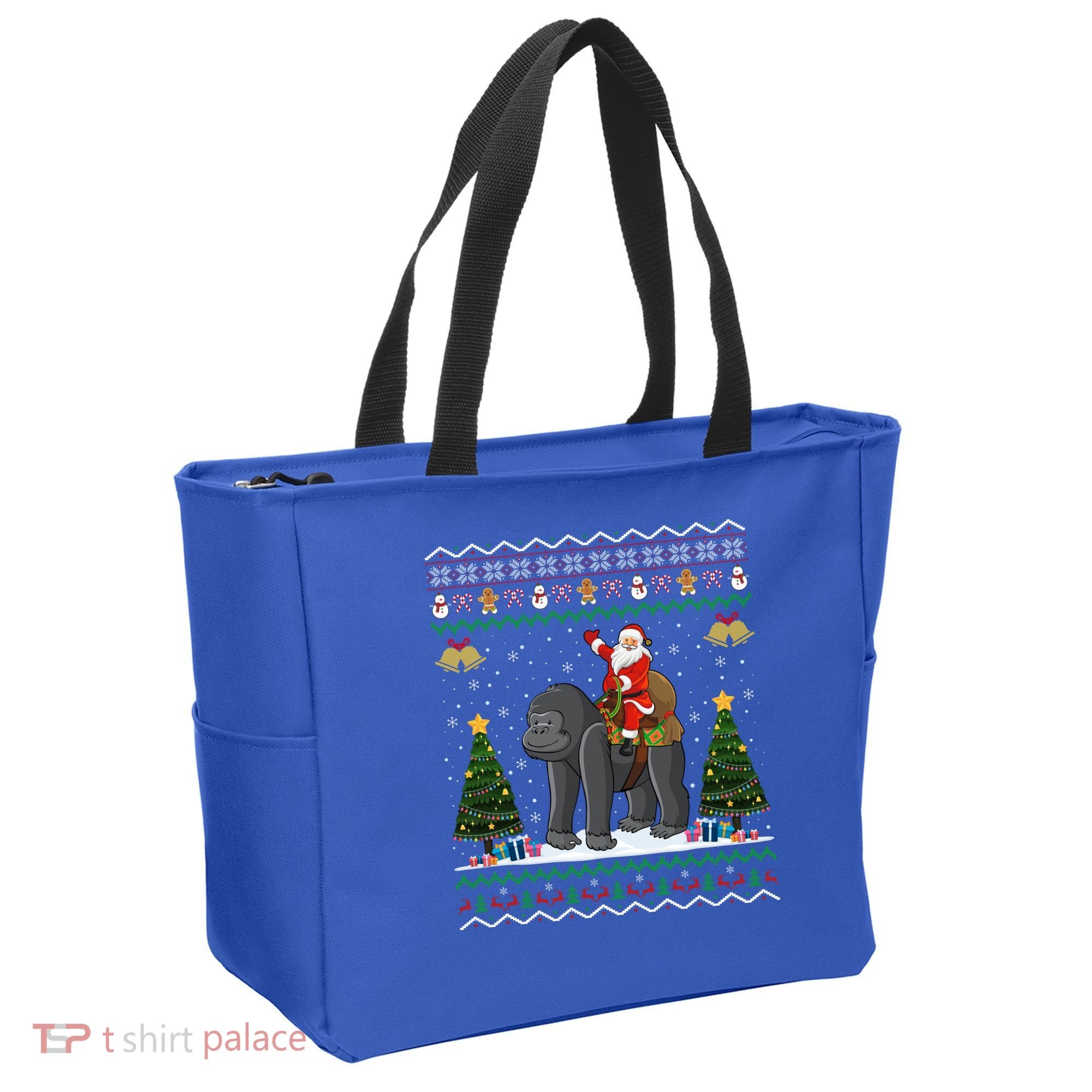 Gorilla Ugly Xmas Gift Santa Riding Gorilla Christmas Gift Tote Bag