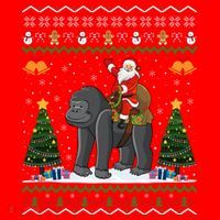 Gorilla Ugly Xmas Gift Santa Riding Gorilla Christmas Gift Santa Hat thumb 1