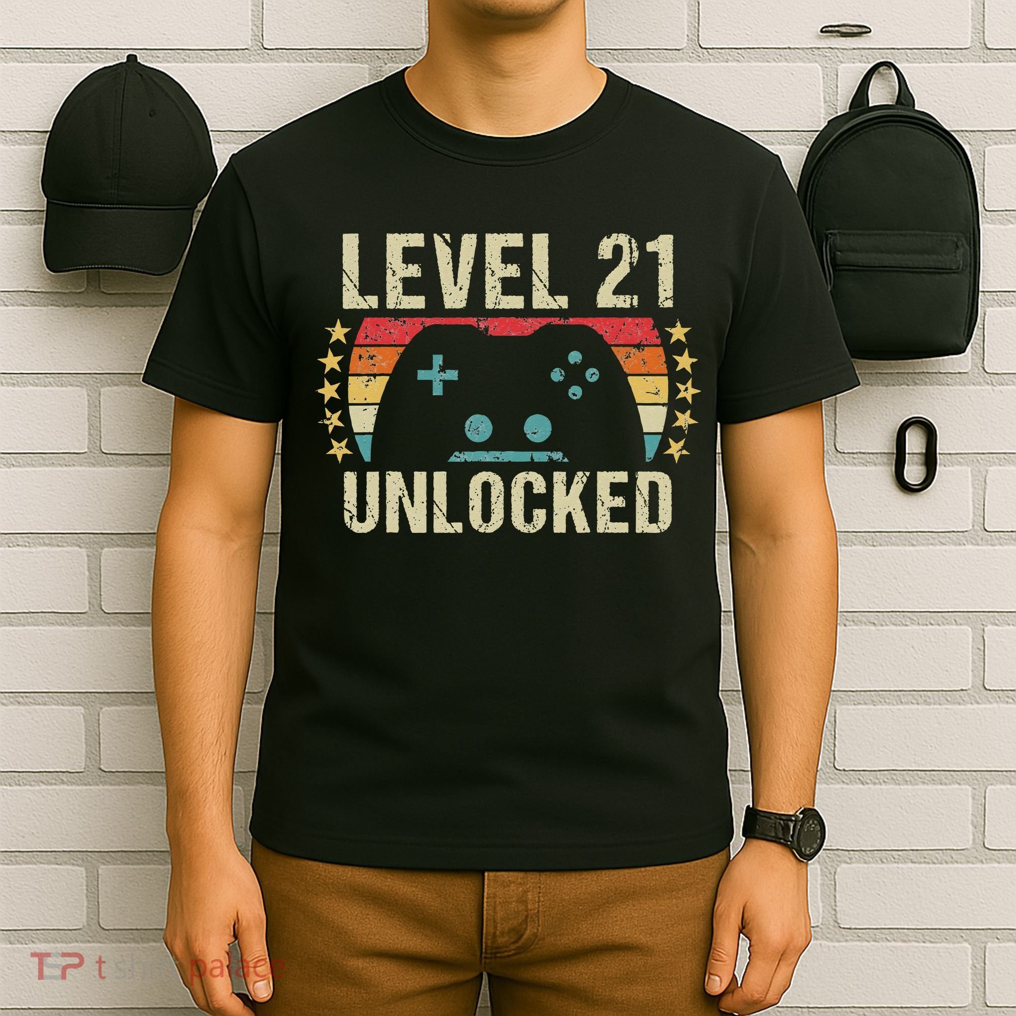 Gaming Vintage 21st Birthday Gift 21 Year Old Boy Girl Gamer T-Shirt