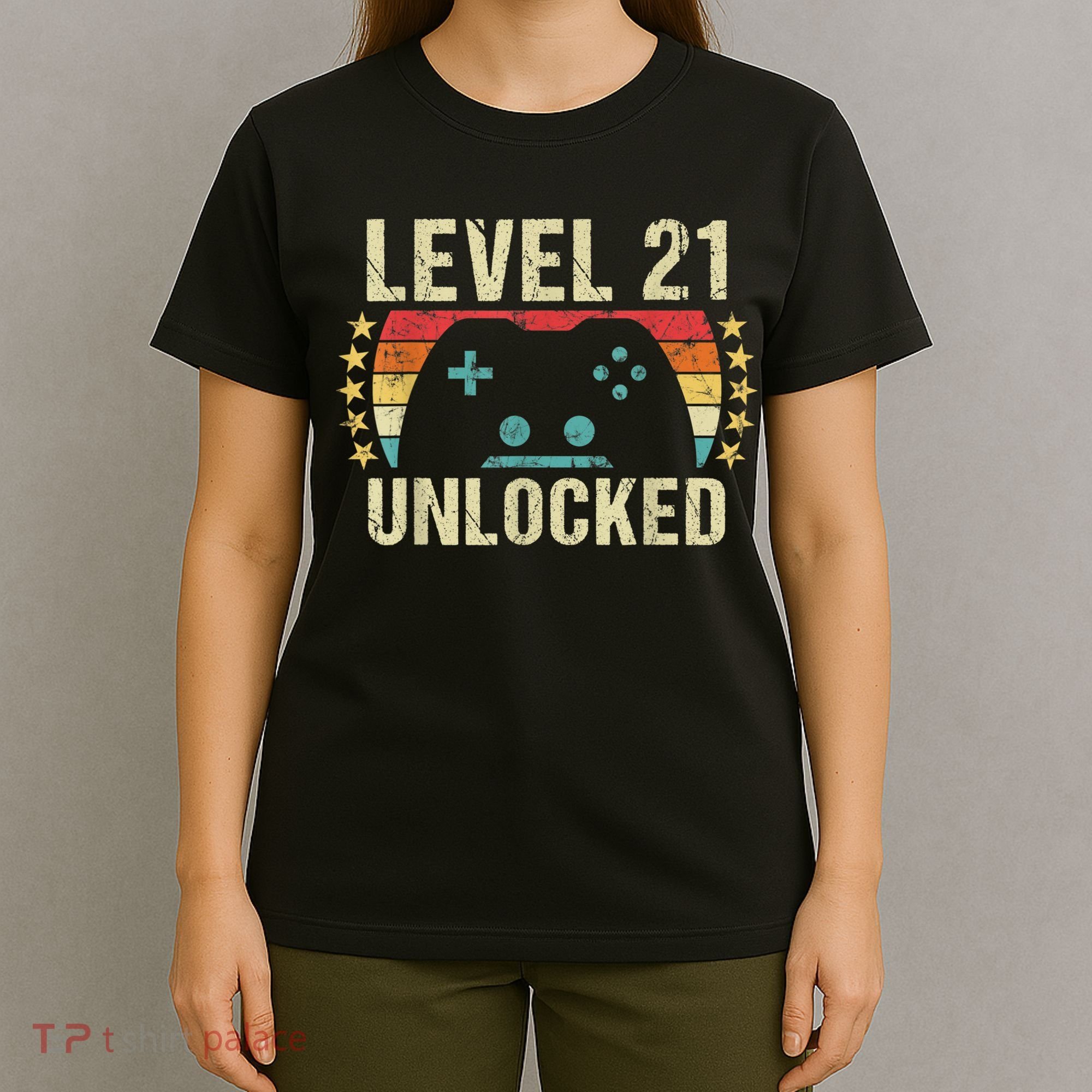 Gaming Vintage 21st Birthday Gift 21 Year Old Boy Girl Gamer T-Shirt