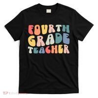 Groovy Vintage 4th Fourth Grade Teacher Back To School T-Shirt thumb 0
