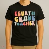 Groovy Vintage 4th Fourth Grade Teacher Back To School T-Shirt thumb 3