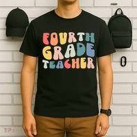 Groovy Vintage 4th Fourth Grade Teacher Back To School T-Shirt thumb 6