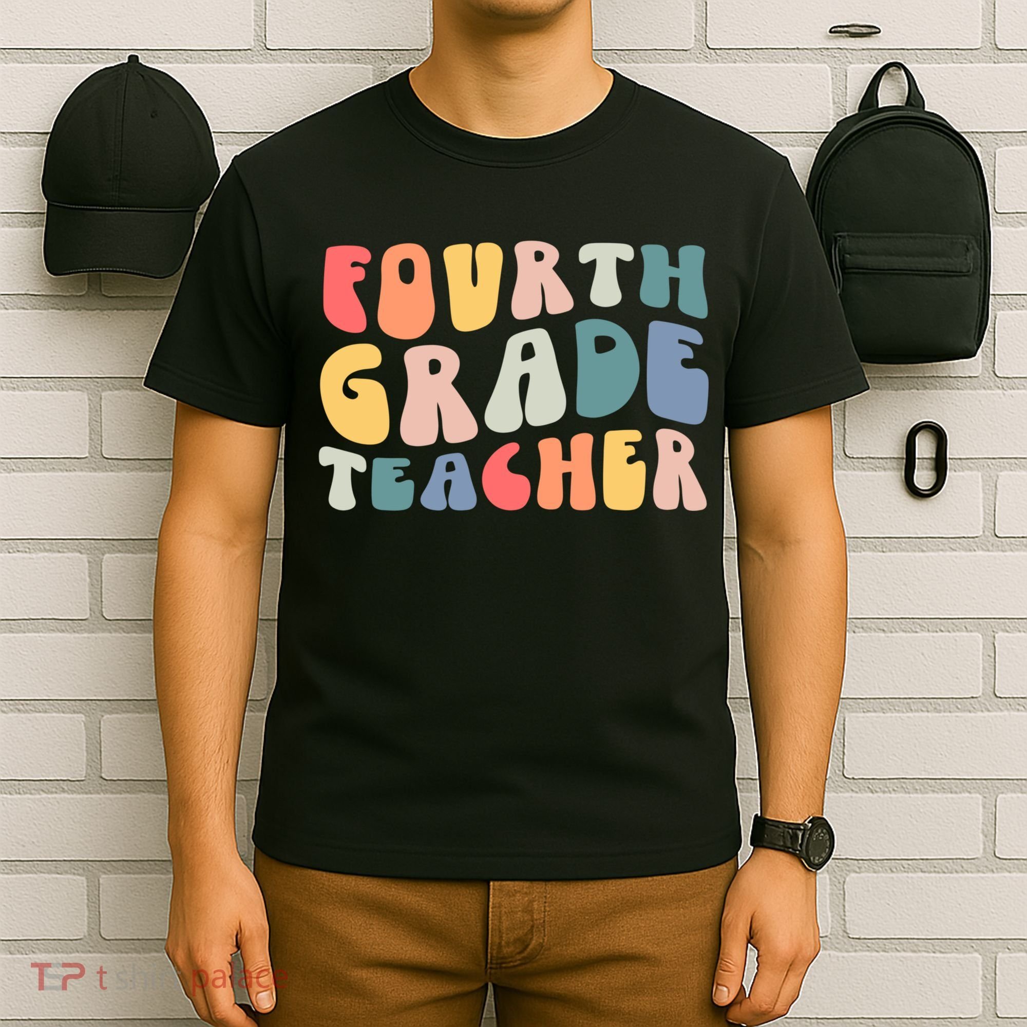 Groovy Vintage 4th Fourth Grade Teacher Back To School T-Shirt